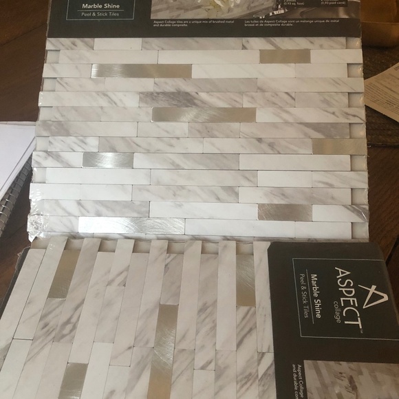 Peel and stick Aspect Marble Shine 'tiles' two sheets per pack (3 packs) - Picture 1 of 2